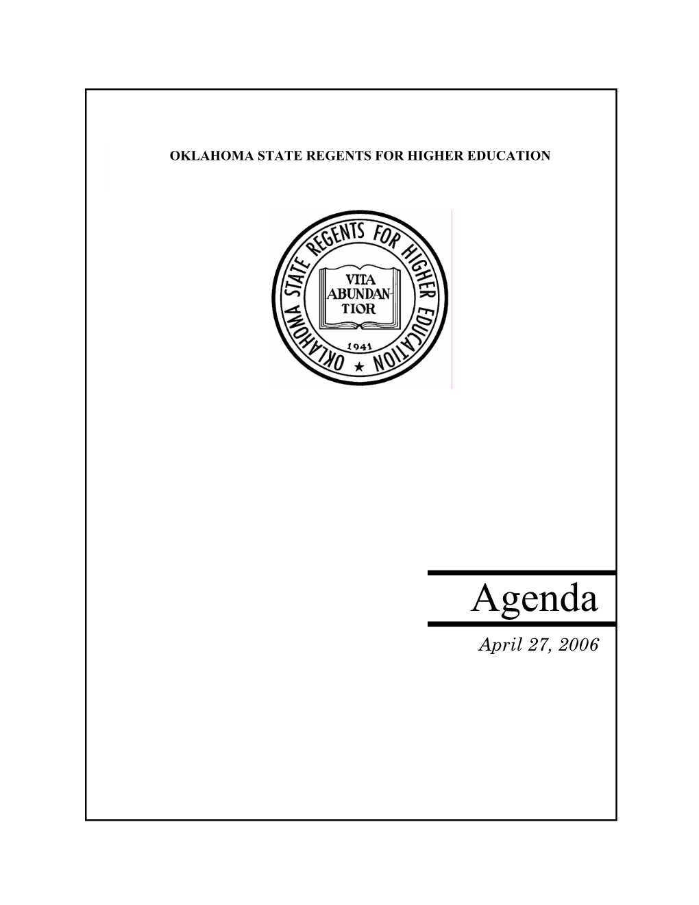 Agenda April 27, 2006