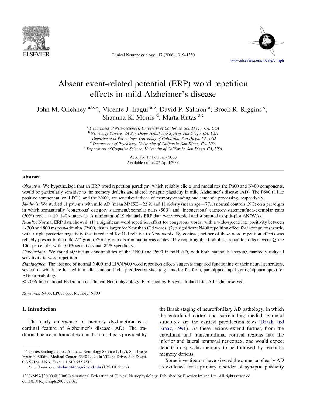 Word Repetition Effects in Mild Alzheimer's Disease