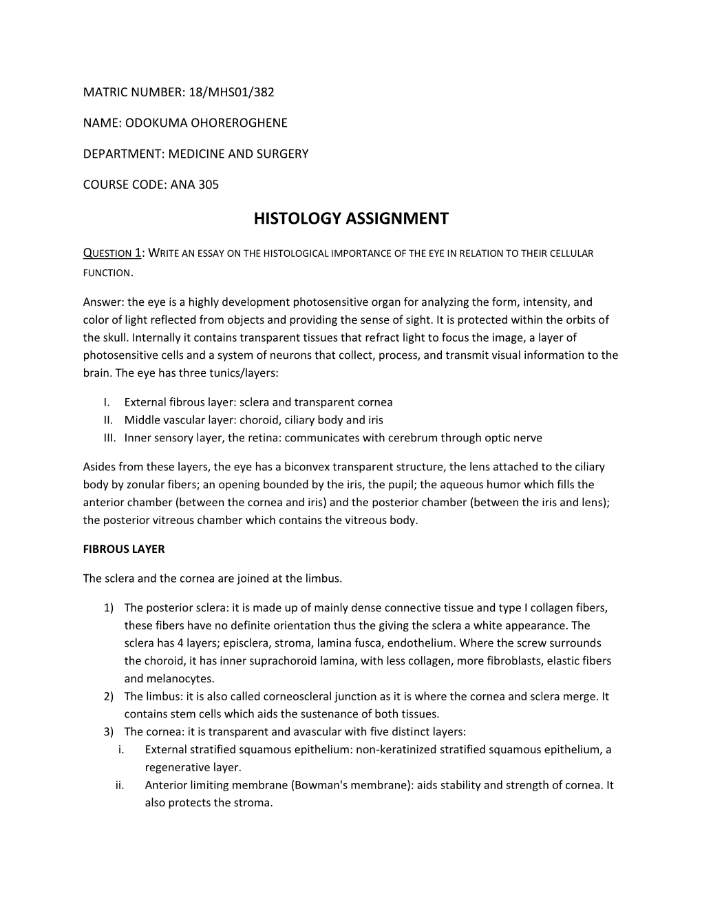 Histology Assignment