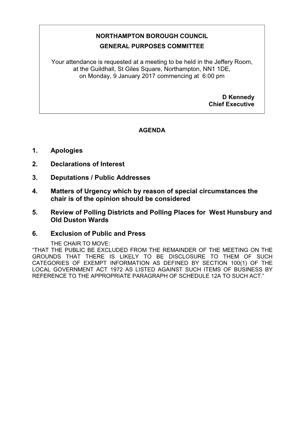 (Public Pack)Agenda Document for General Purposes Committee