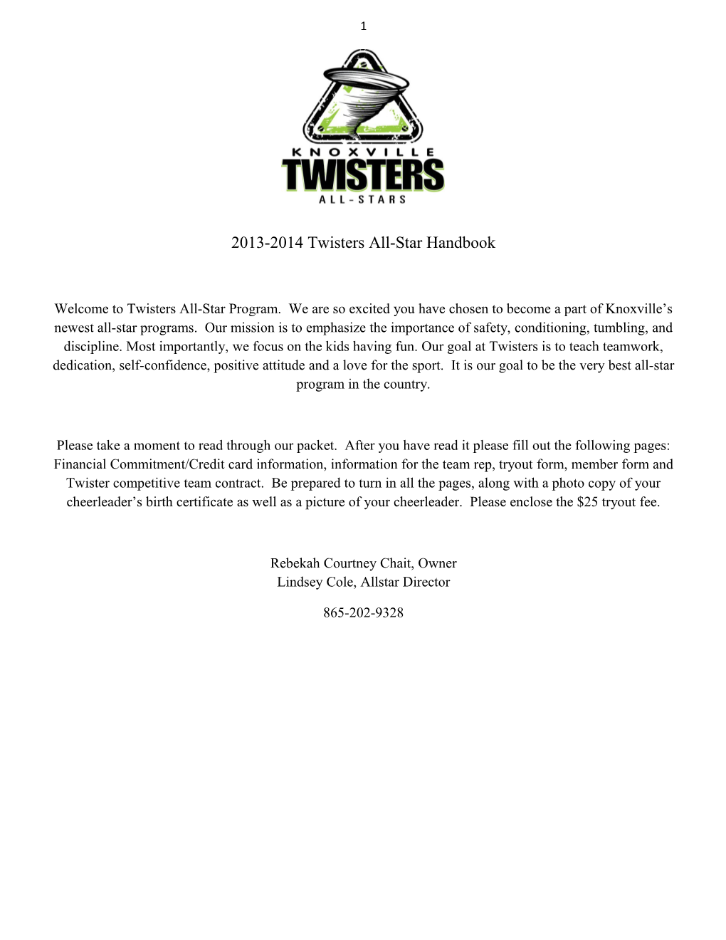 2013-2014 Twisters All-Star Handbook