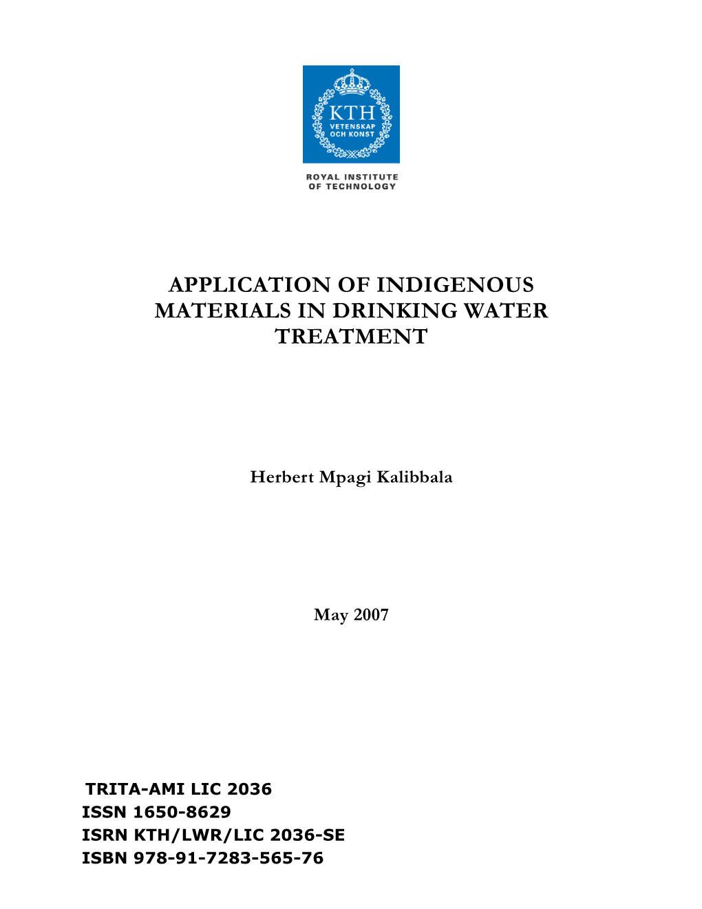 Application of Indigenous Materials in Drinking Water Treatment