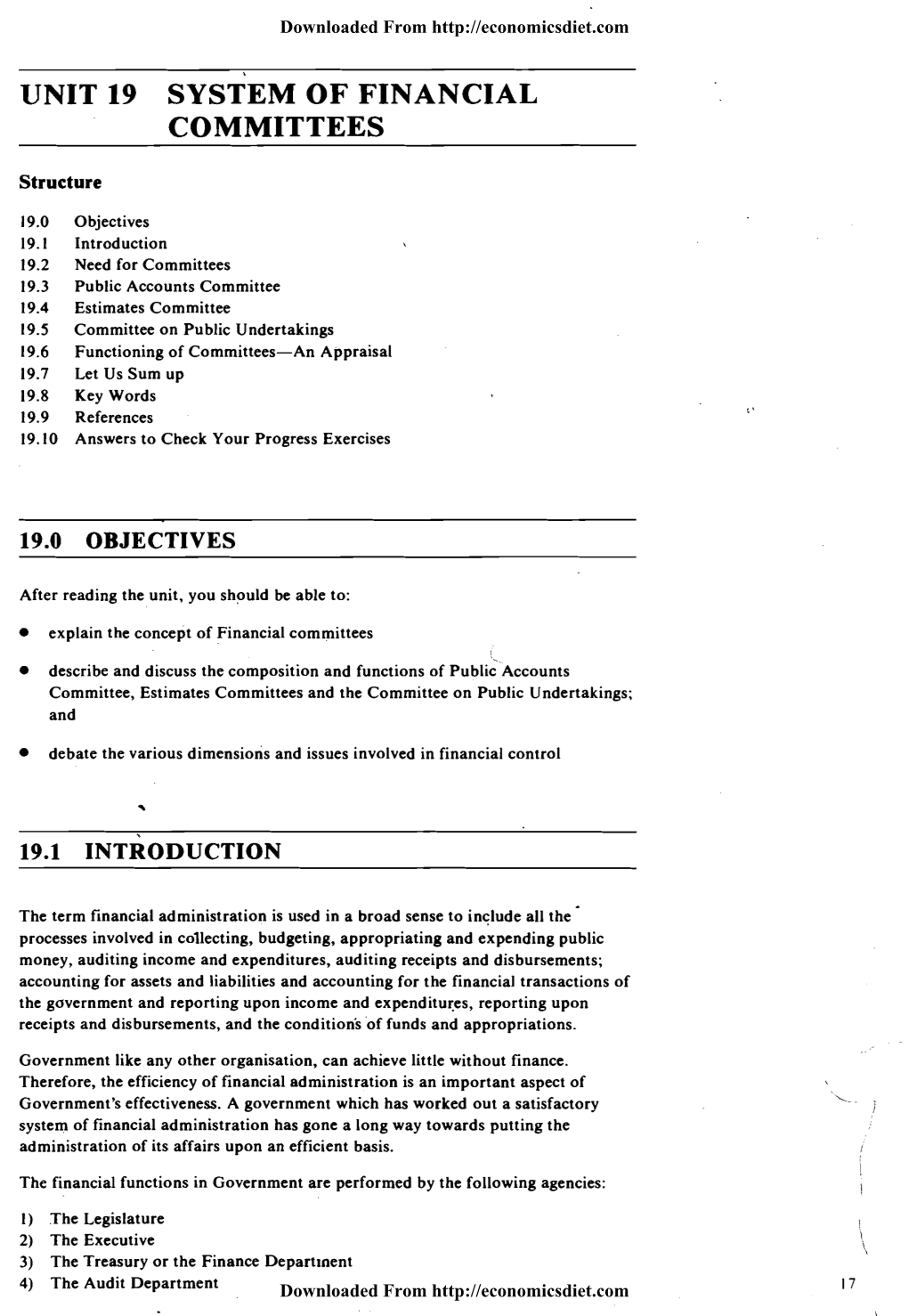 Unit 19 System of Financial Committees