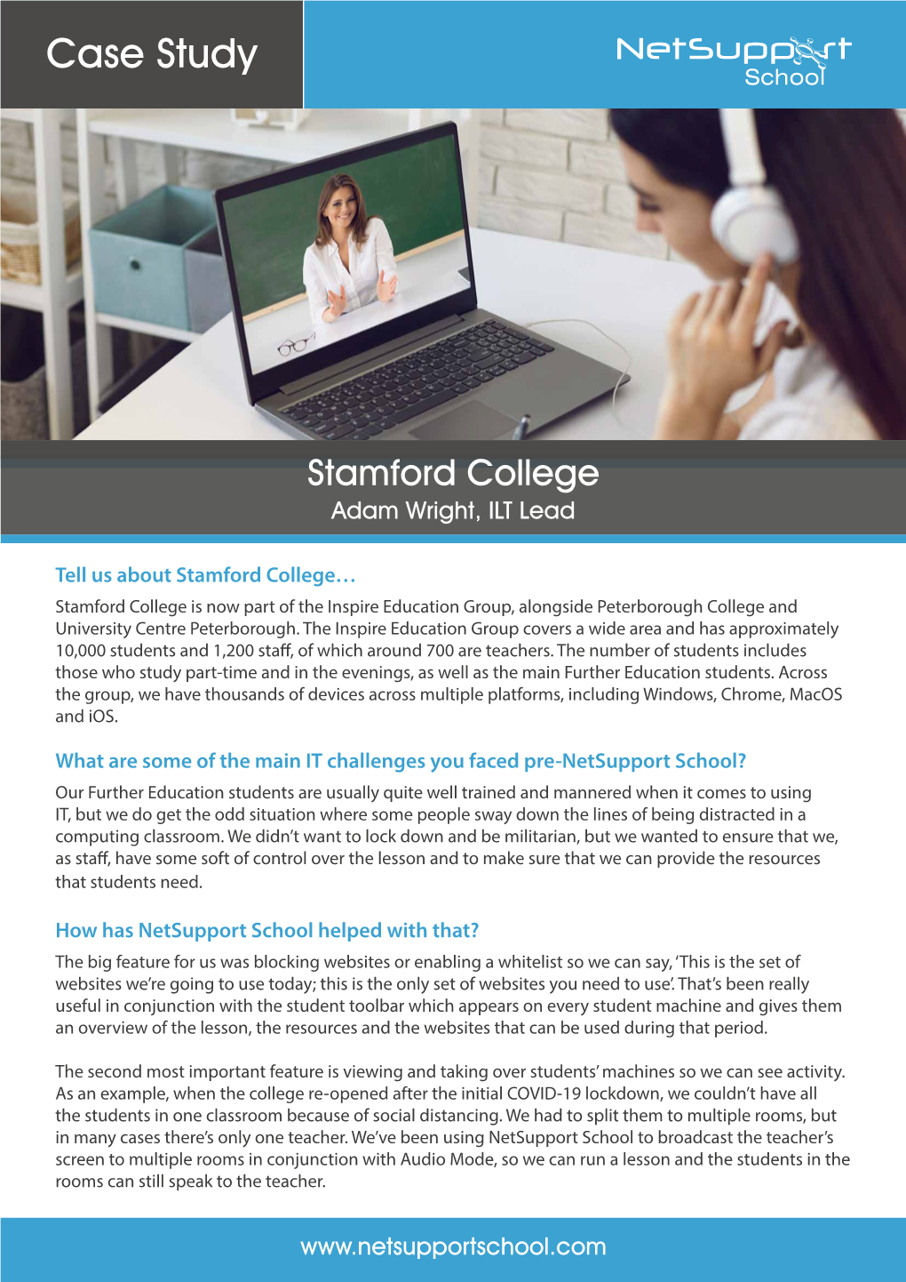 Stamford College Adam Wright, ILT Lead