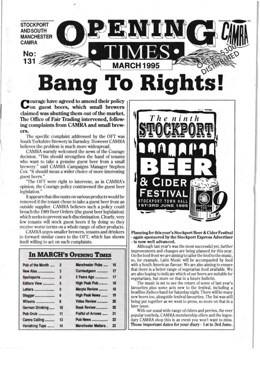 Bang to Rights • Ourage Have Agreed to Amend Their Policy on Guest Beers, Which Small Brewers C - - -~ Claimed Was ~)Lutting Them out of the Market