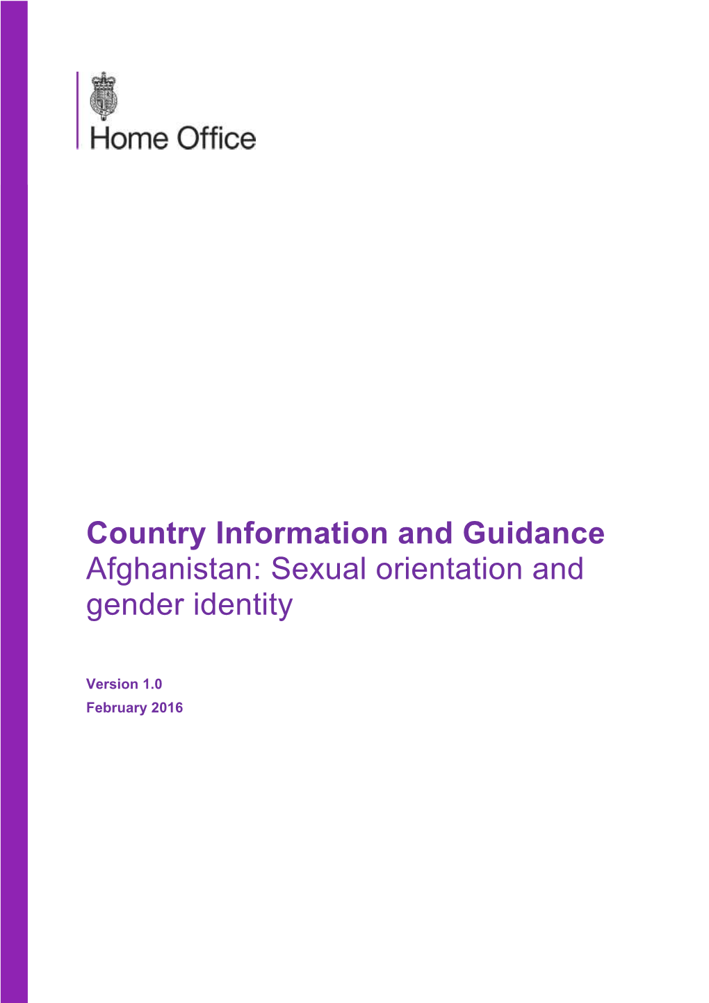 Country Information and Guidance Afghanistan: Sexual Orientation and Gender Identity