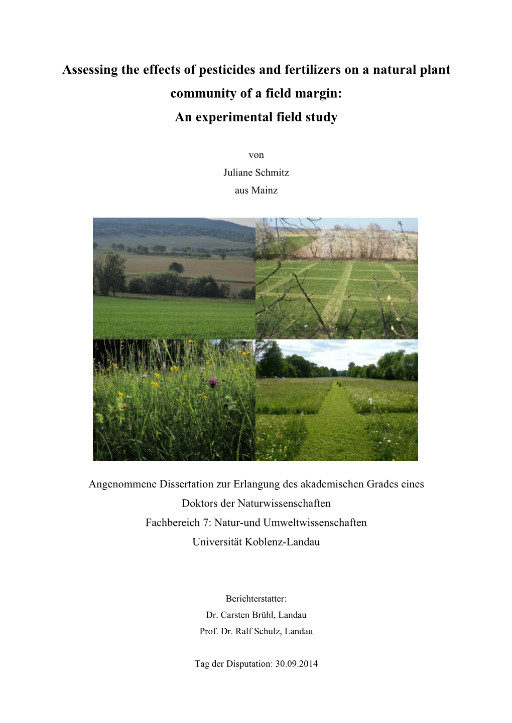 Assessing the Effects of Pesticides and Fertilizers on a Natural Plant Community of a Field Margin: an Experimental Field Study
