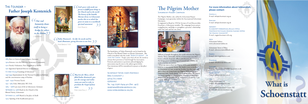 The Pilgrim Mother Please Contact: Father Joseph Kentenich the Church and in the World