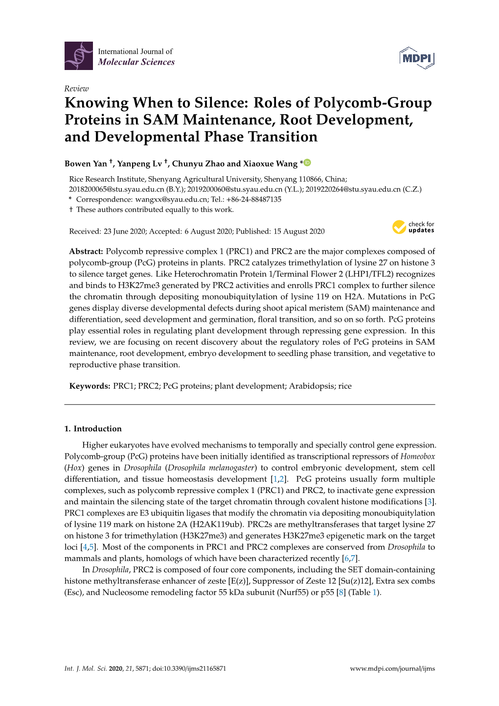 Knowing When to Silence: Roles of Polycomb-Group Proteins in SAM Maintenance, Root Development, and Developmental Phase Transition