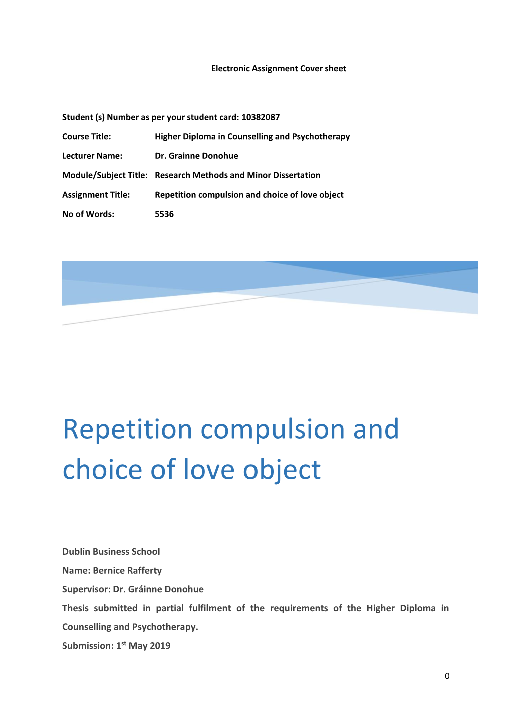 Repetition Compulsion and Choice of Love Object