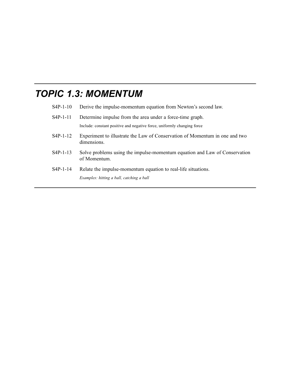 Topic 1.3: Momentum