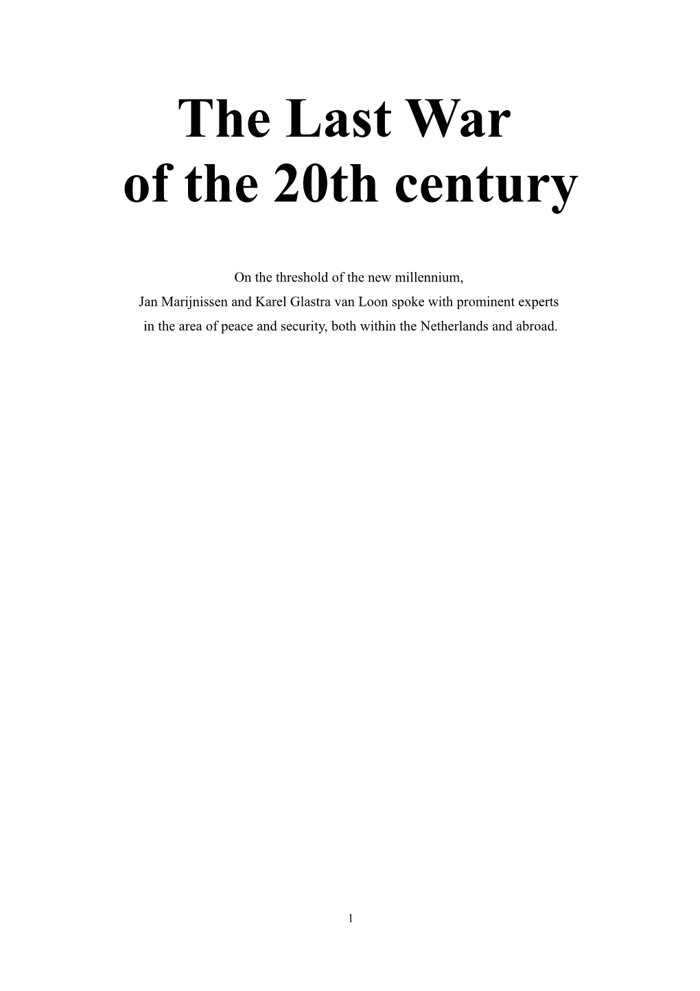 Download the Last War of the 20Th Century