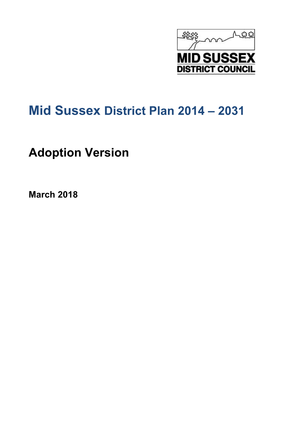 Mid Sussex District Plan 2014 – 2031