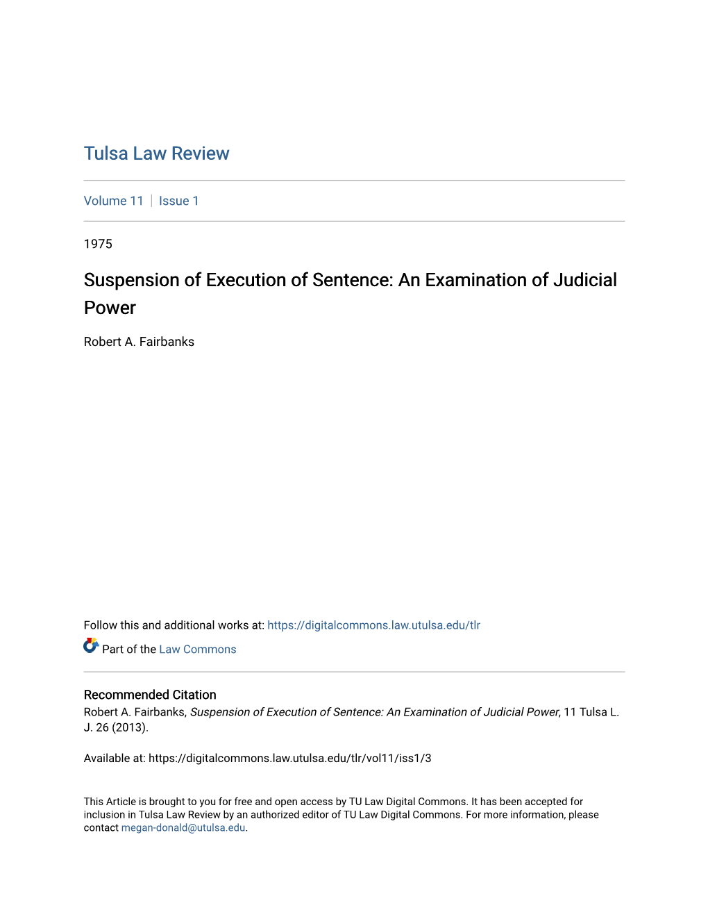 Suspension of Execution of Sentence: an Examination of Judicial Power