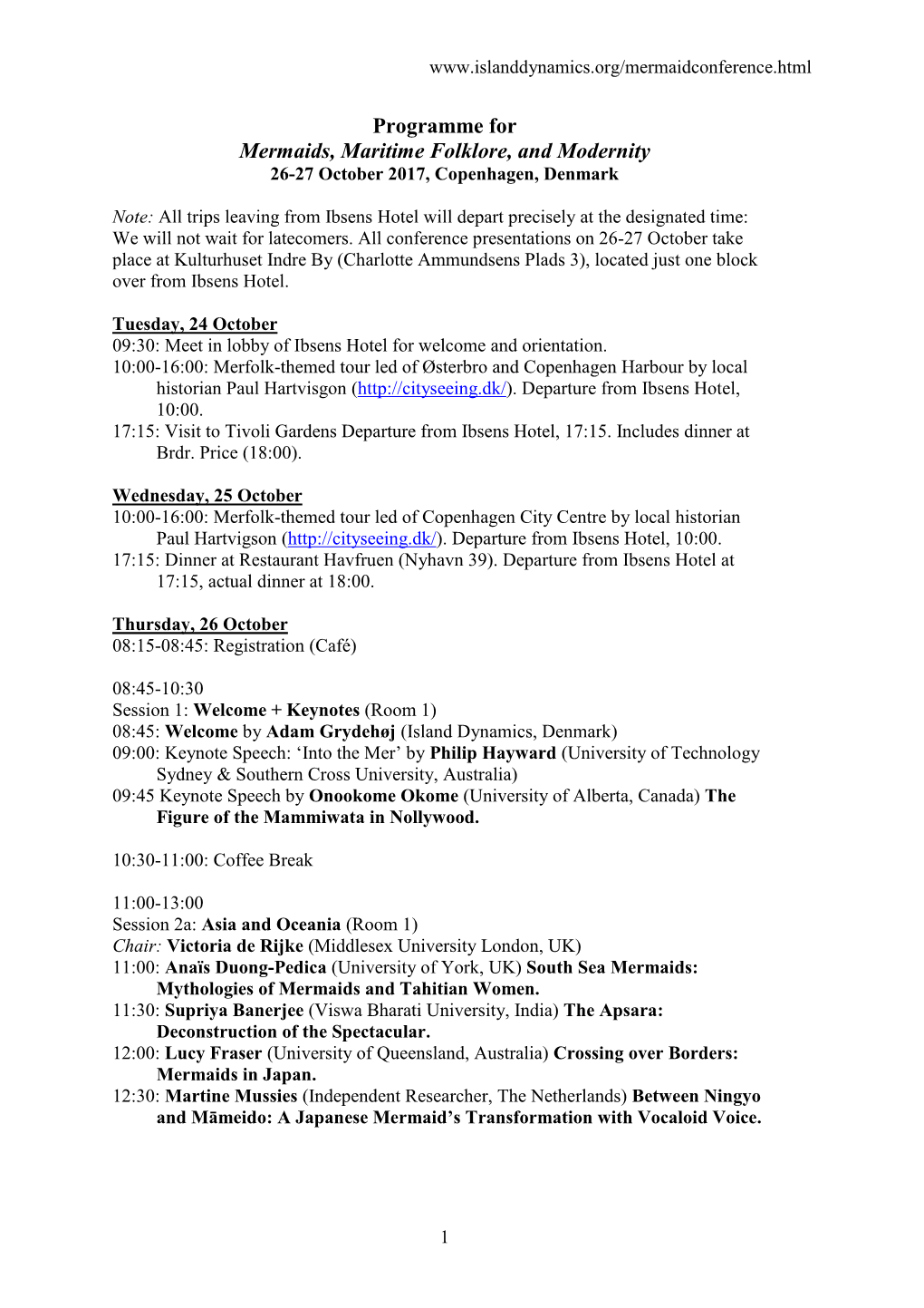 Mermaids Conference Programme