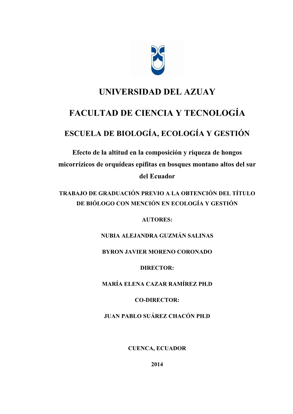 Universidad Del Azuay Facultad De Ciencia Y