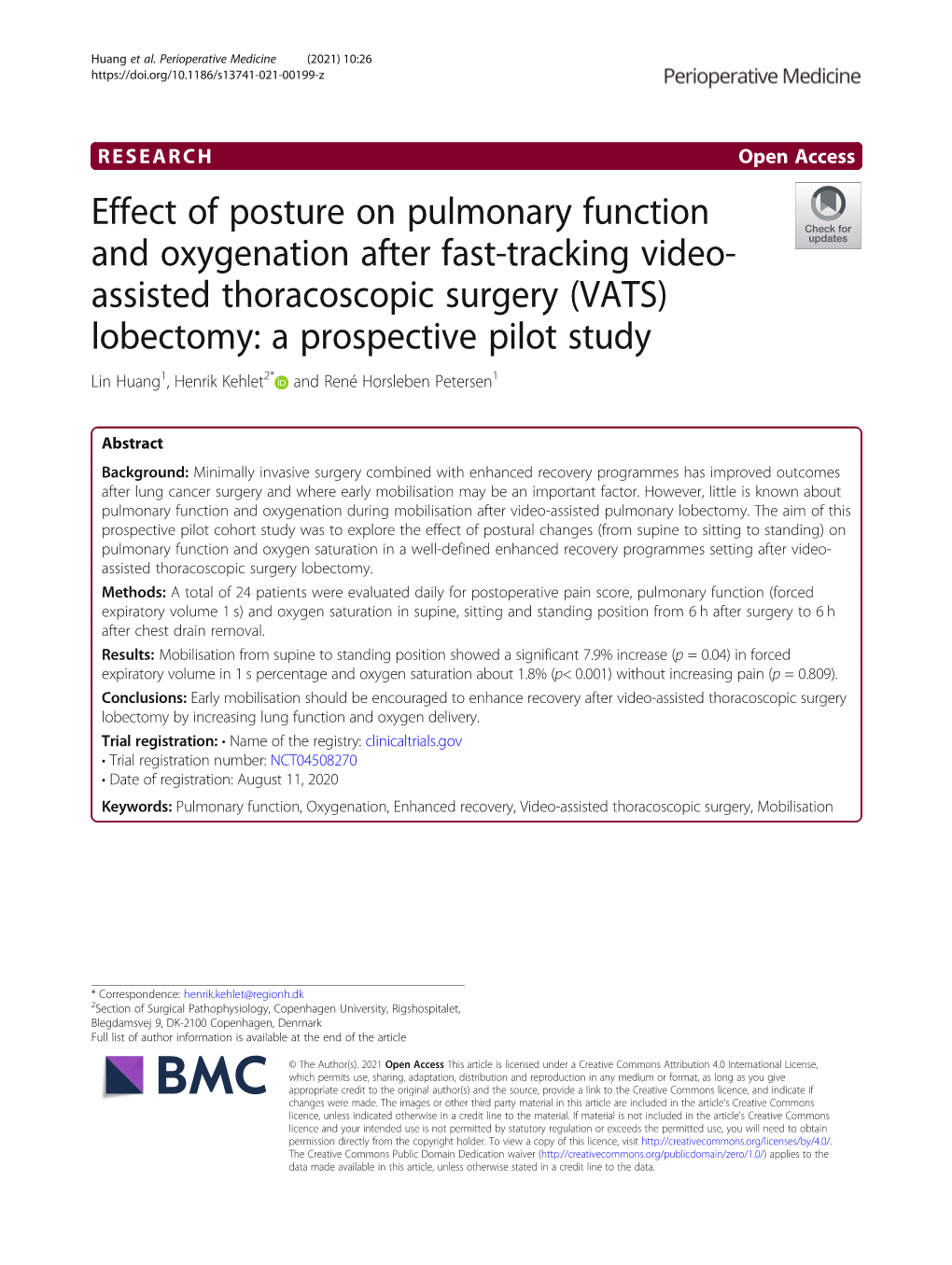 Effect of Posture on Pulmonary Function and Oxygenation After Fast