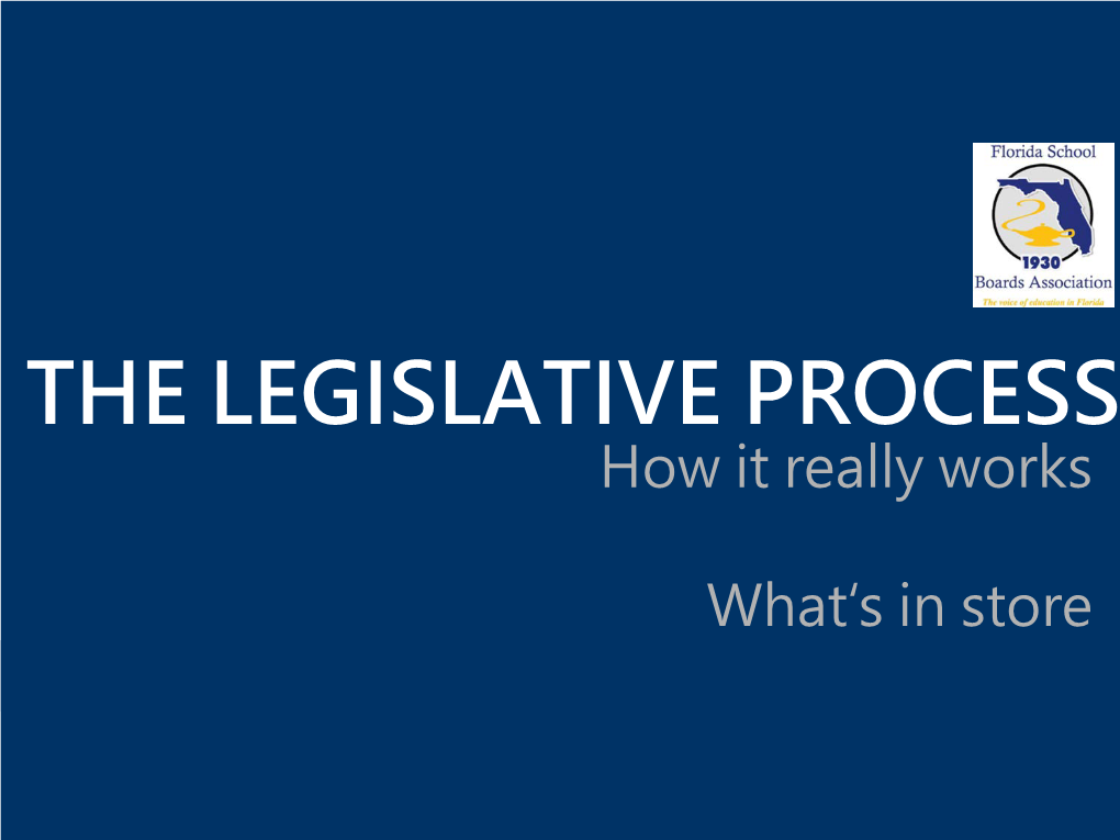 THE LEGISLATIVE PROCESS How It Really Works