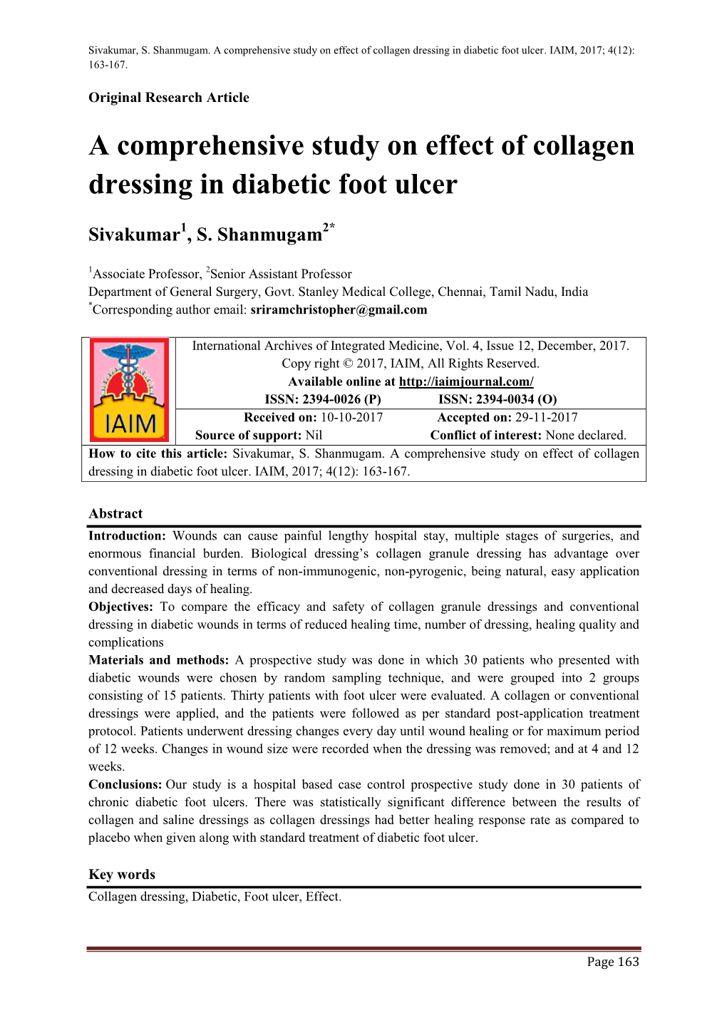 A Comprehensive Study on Effect of Collagen Dressing in Diabetic Foot Ulcer