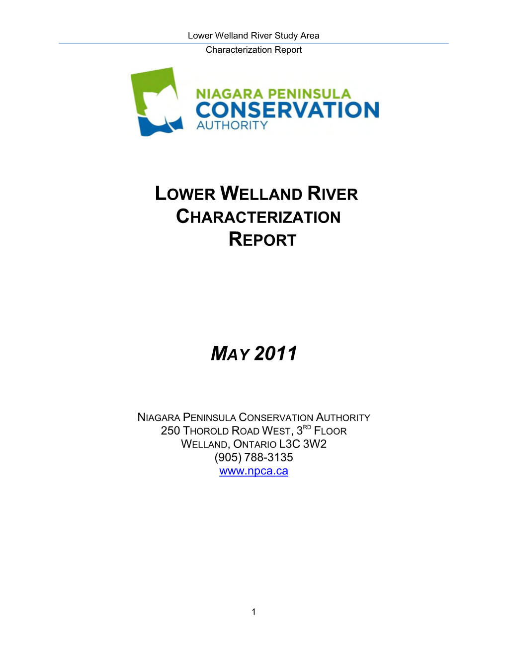 Lower Welland River Characterization Report May 2011