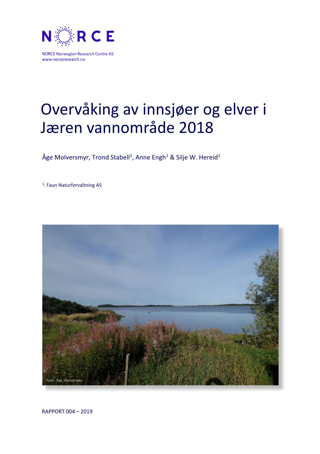 Overvåking Av Innsjøer Og Elver I Jæren Vannområde 2018