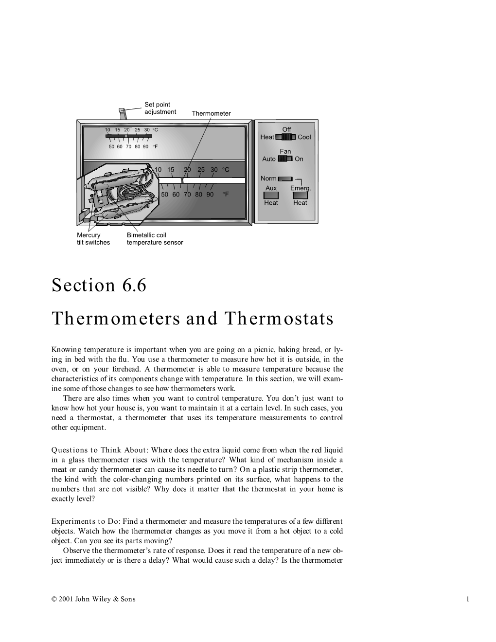Section 6.6 Thermometers and Thermostats
