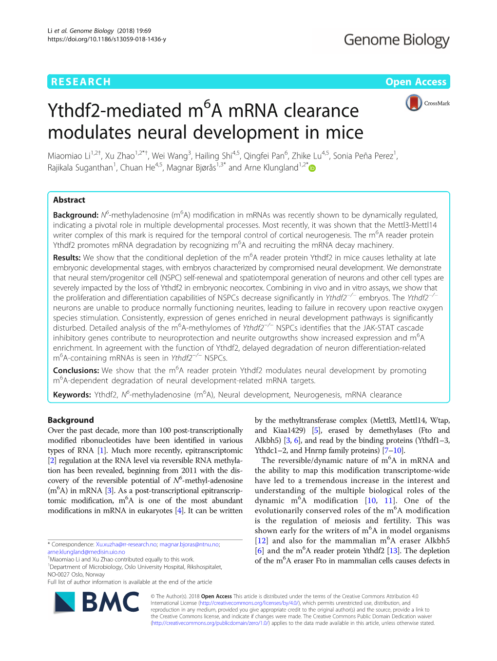 Ythdf2-Mediated M6a Mrna Clearance Modulates Neural