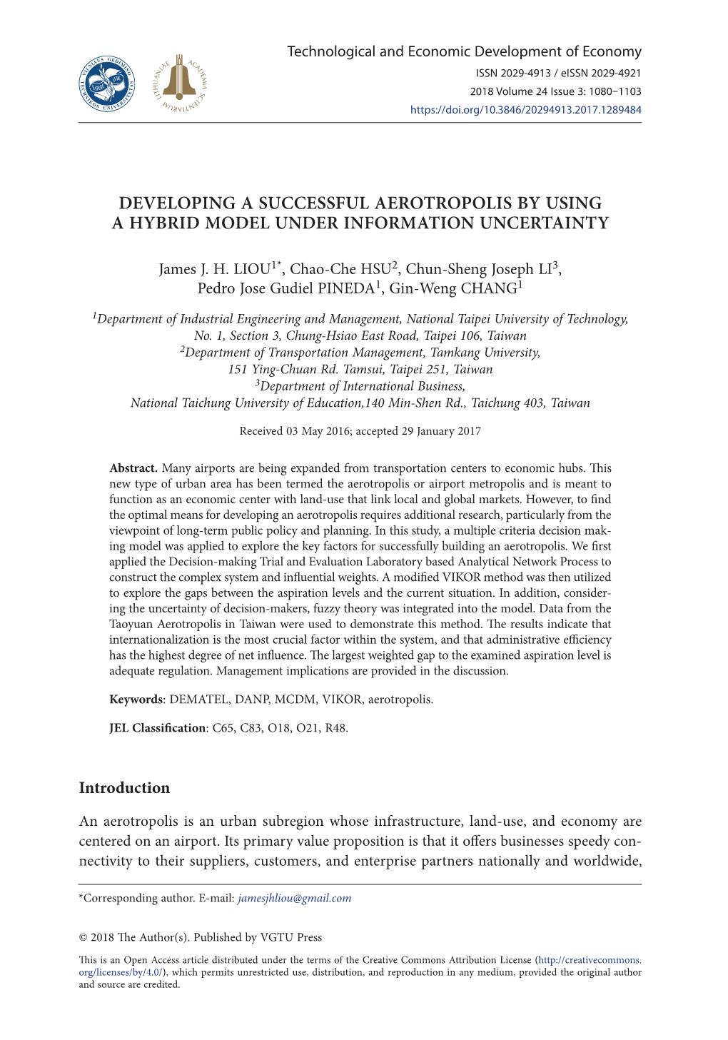 Developing a Successful Aerotropolis by Using a Hybrid Model Under Information Uncertainty