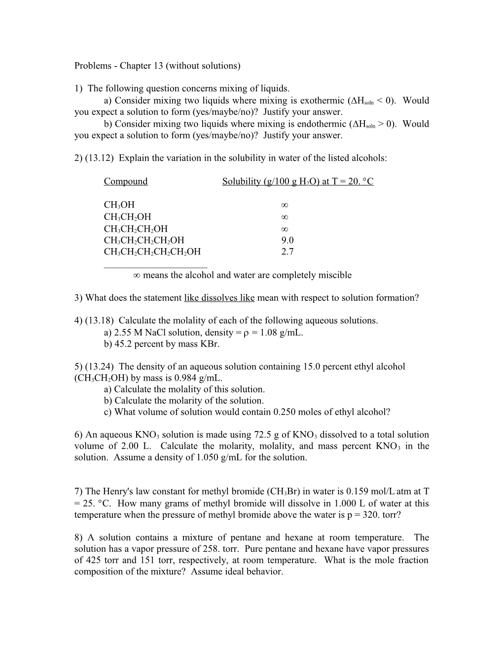 Problems - Chapter 13 (Without Solutions)