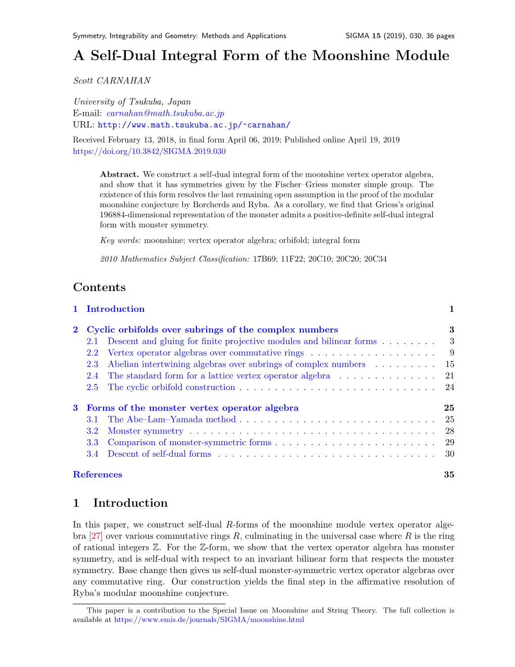 A Self-Dual Integral Form of the Moonshine Module