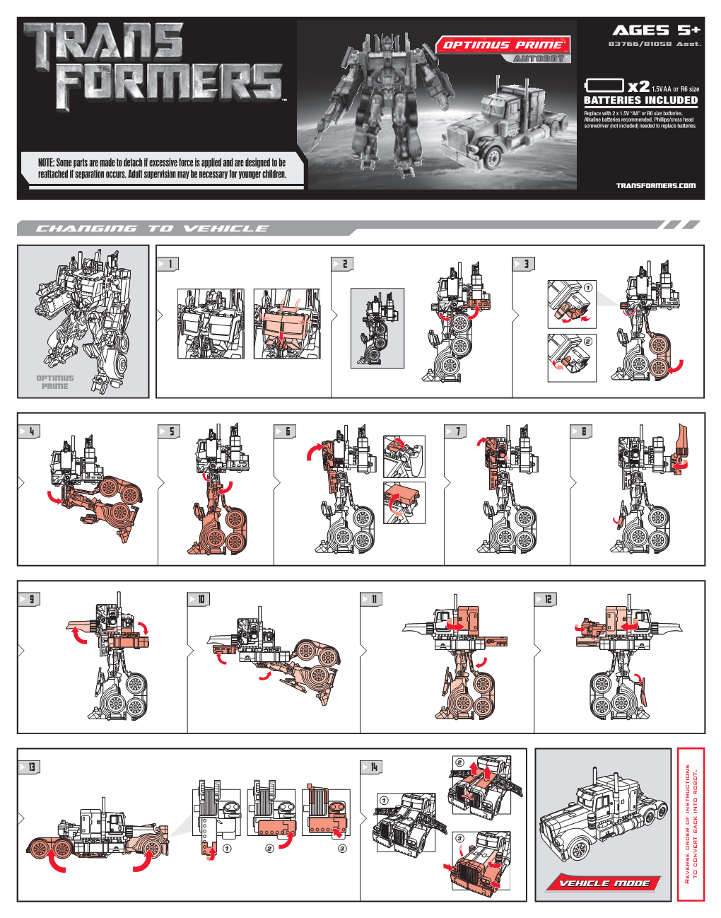 Transformers Autobot Optimus Prime Instructions