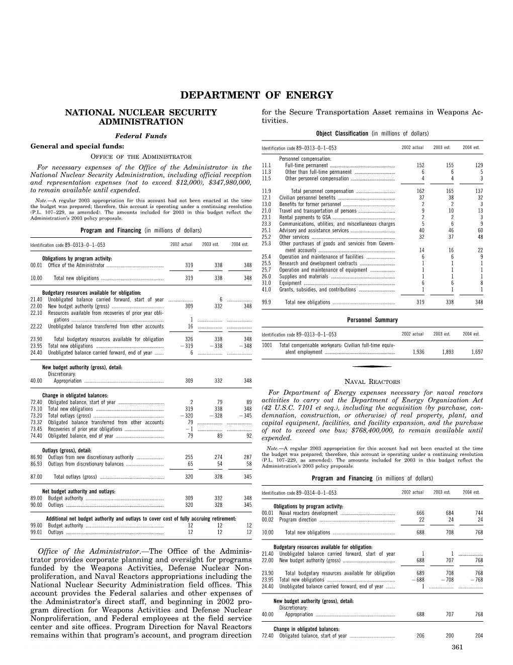 DEPARTMENT of ENERGY NATIONAL NUCLEAR SECURITY for the Secure Transportation Asset Remains in Weapons Ac- ADMINISTRATION Tivities