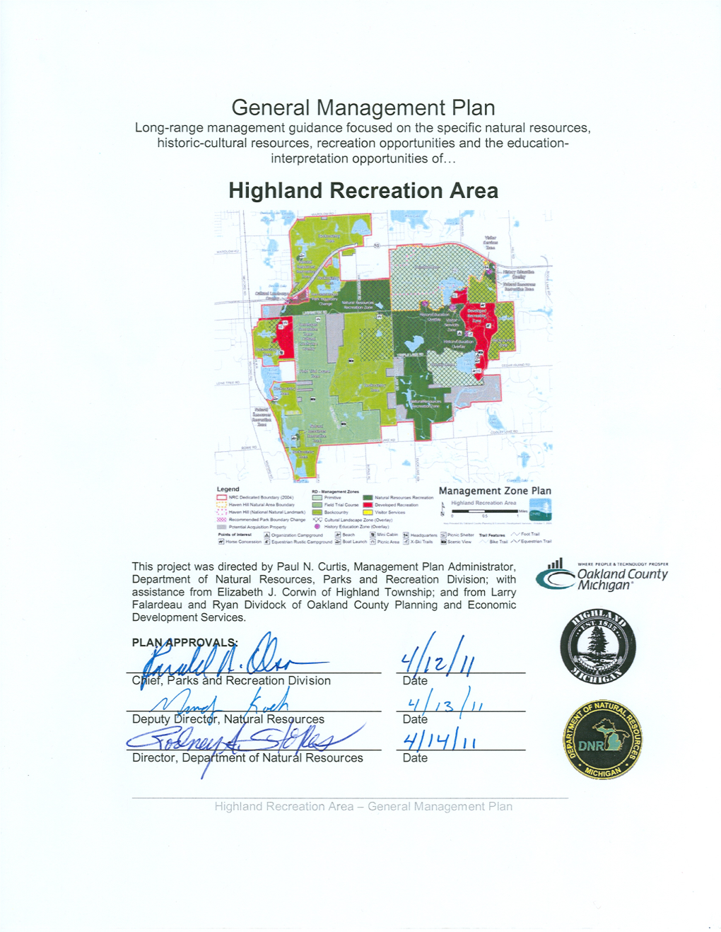 Highland Recreation Area General Management Plan