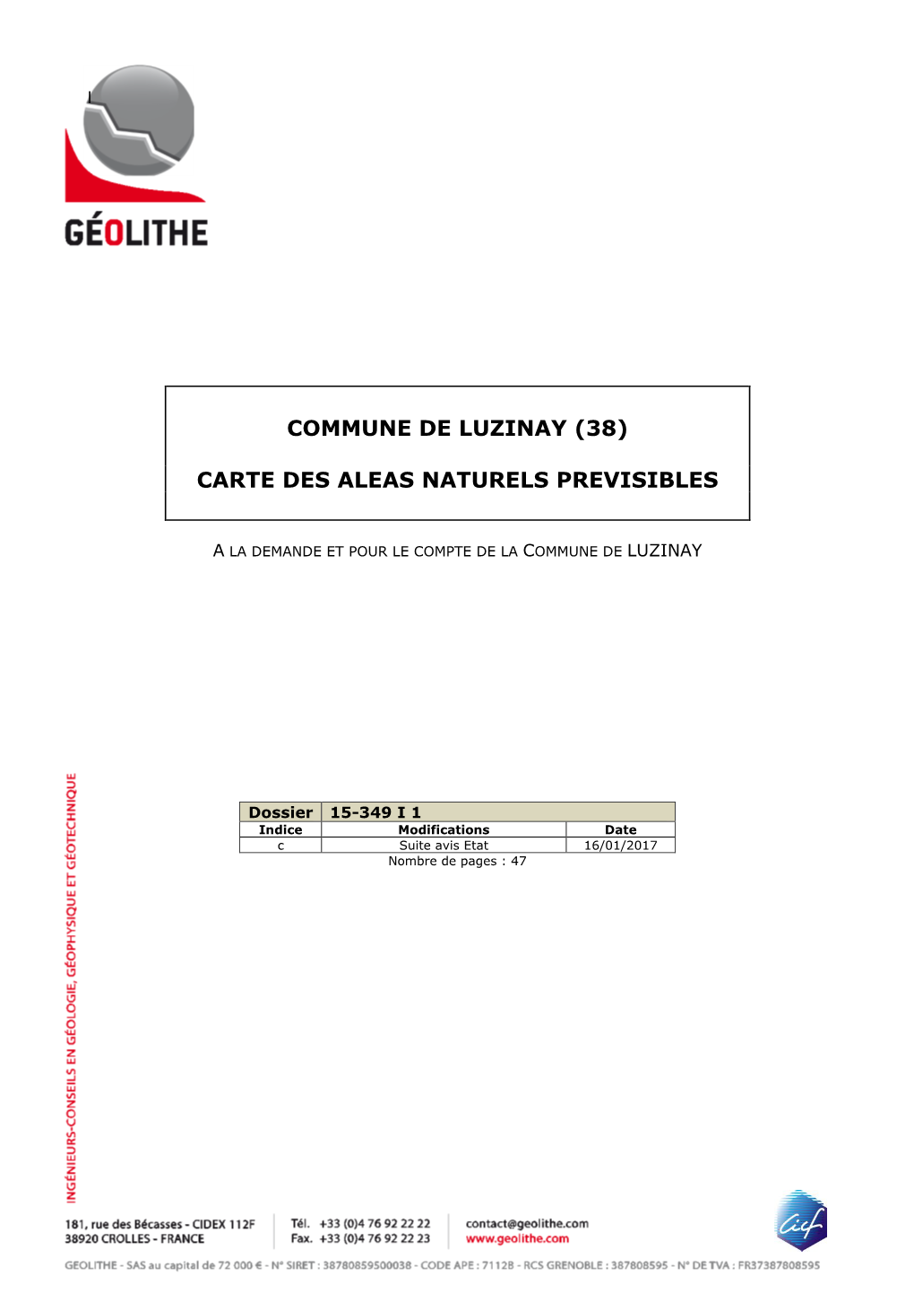 Rapport Carte Des Aléas Naturels Prévisibles