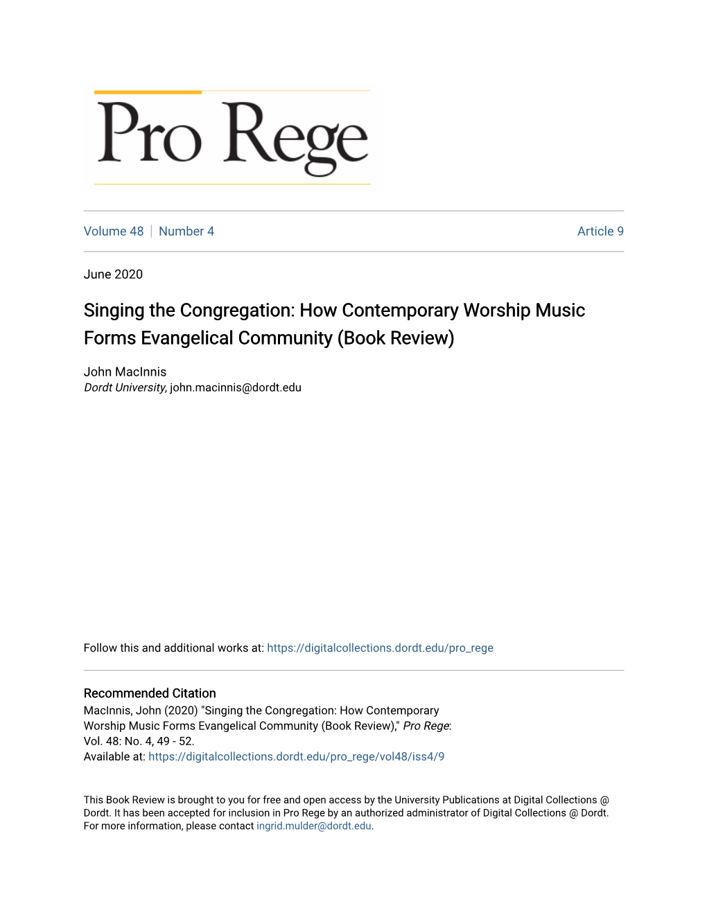 How Contemporary Worship Music Forms Evangelical Community (Book Review)