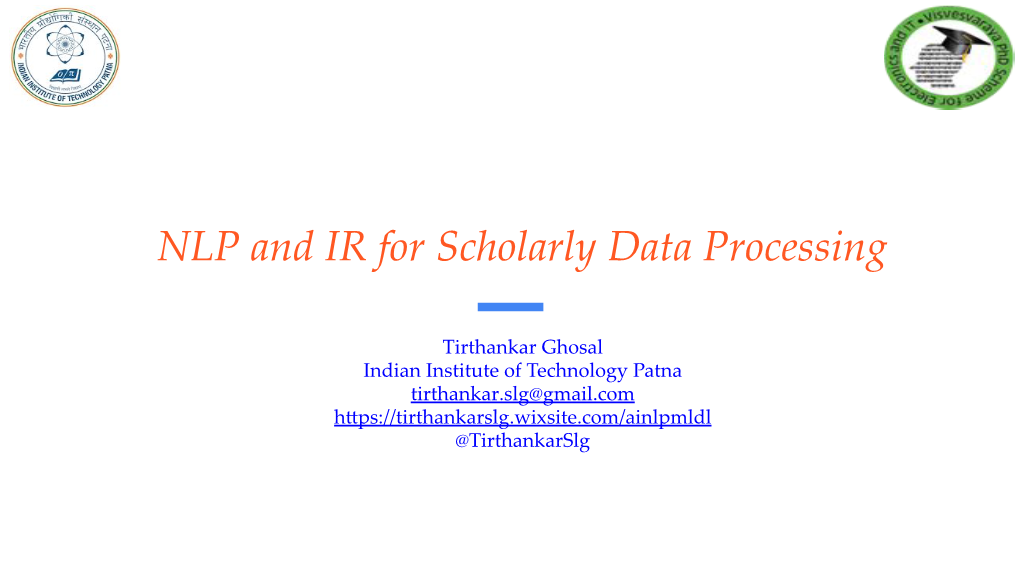 NLP and IR for Scholarly Data Processing