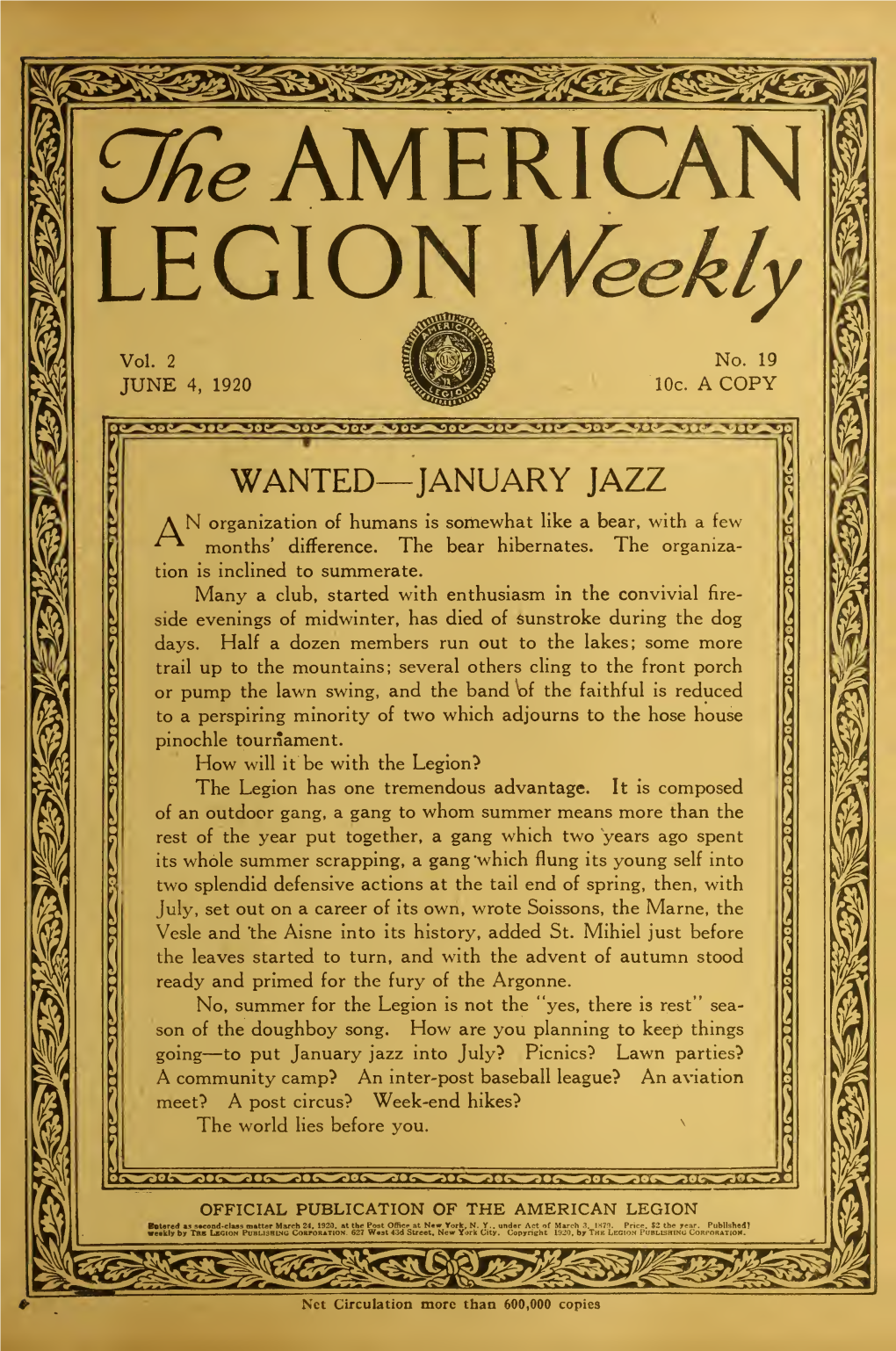 The American Legion Weekly [Volume 2, No. 19 (June 4, 1920)]