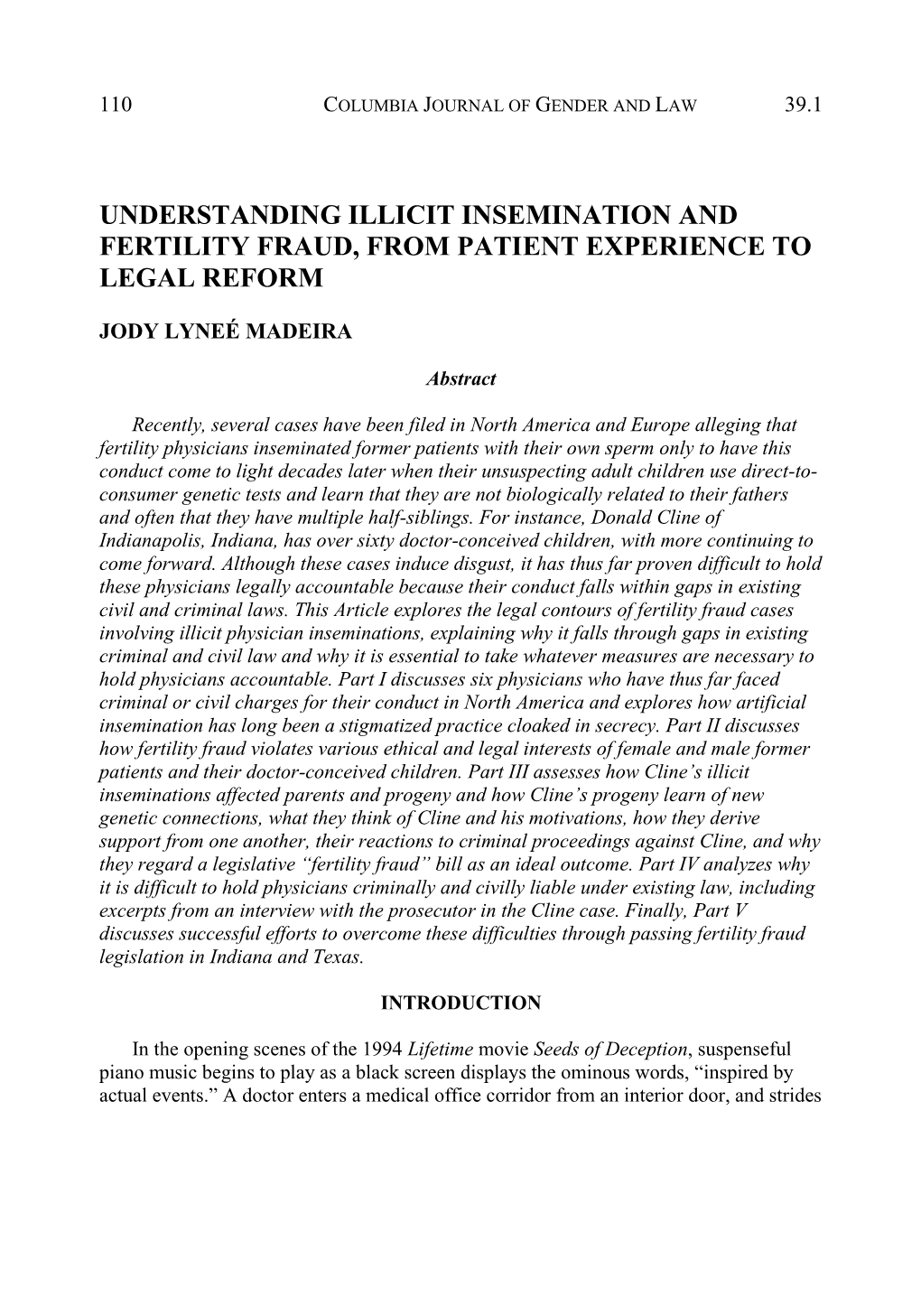 Understanding Illicit Insemination and Fertility Fraud, from Patient Experience to Legal Reform