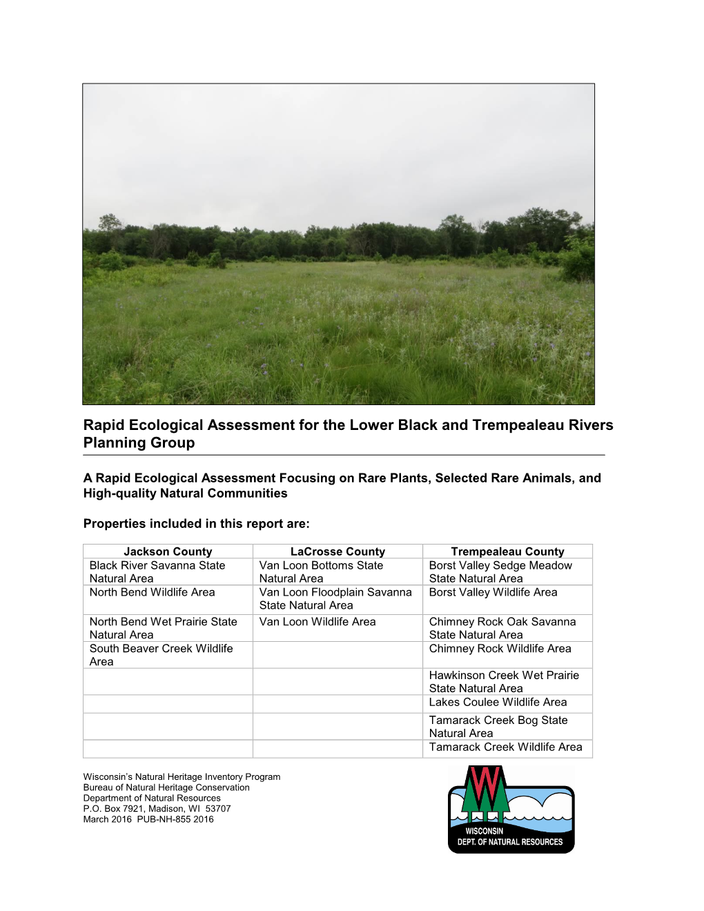 Rapid Ecological Assessment for Lower Black and Trempealeau