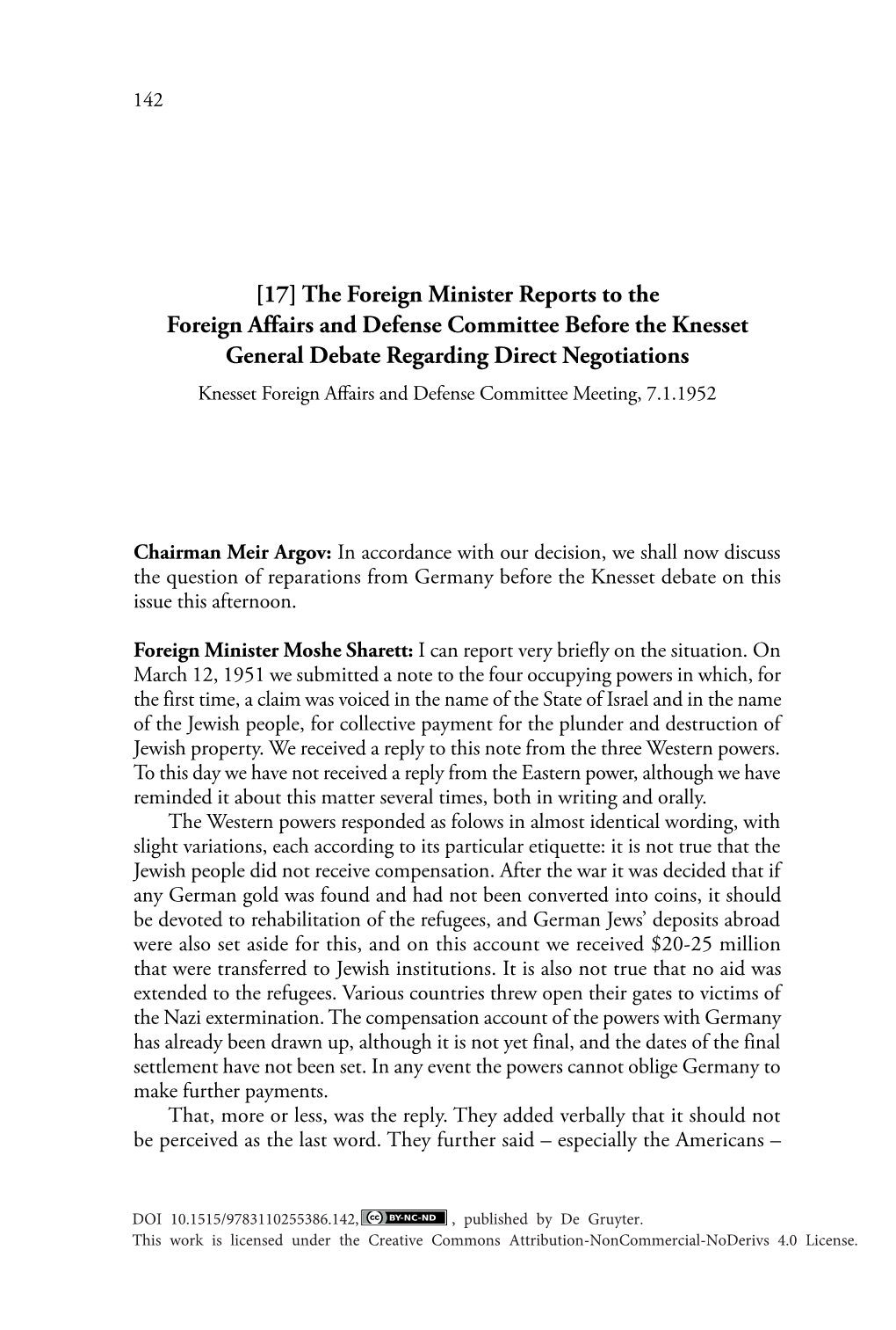 [17] the Foreign Minister Reports to the Foreign Affairs and Defense