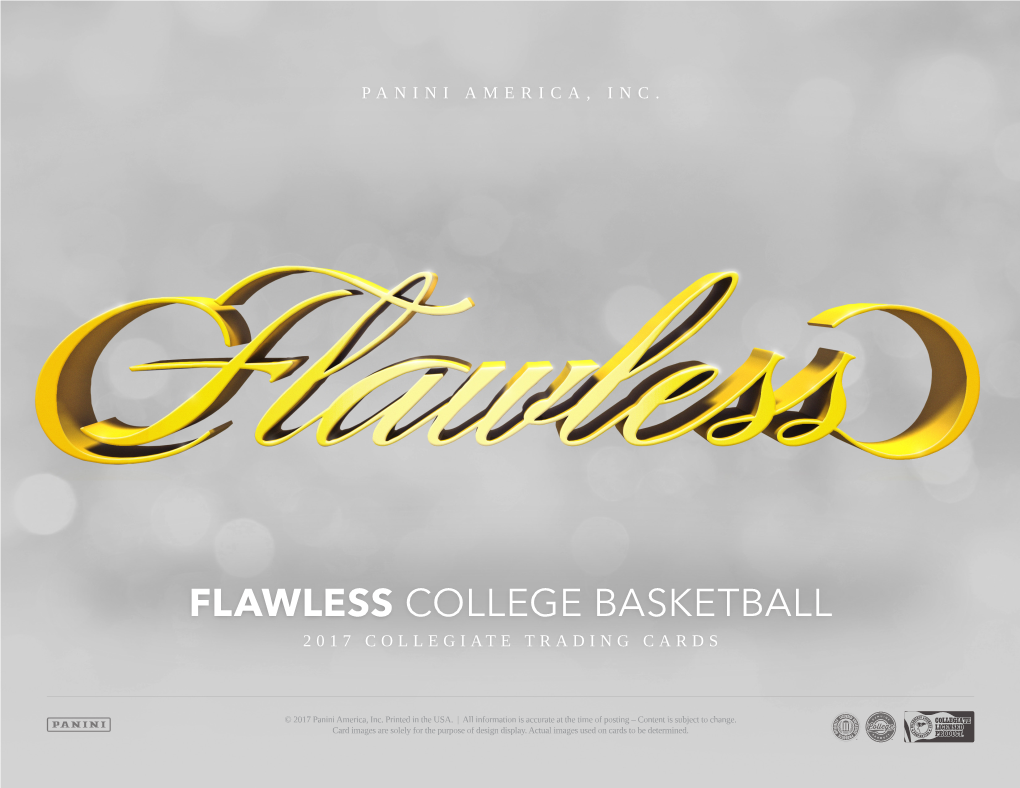 2017 Panini Flawless Collegiate Basketball Cards Sell Sheet