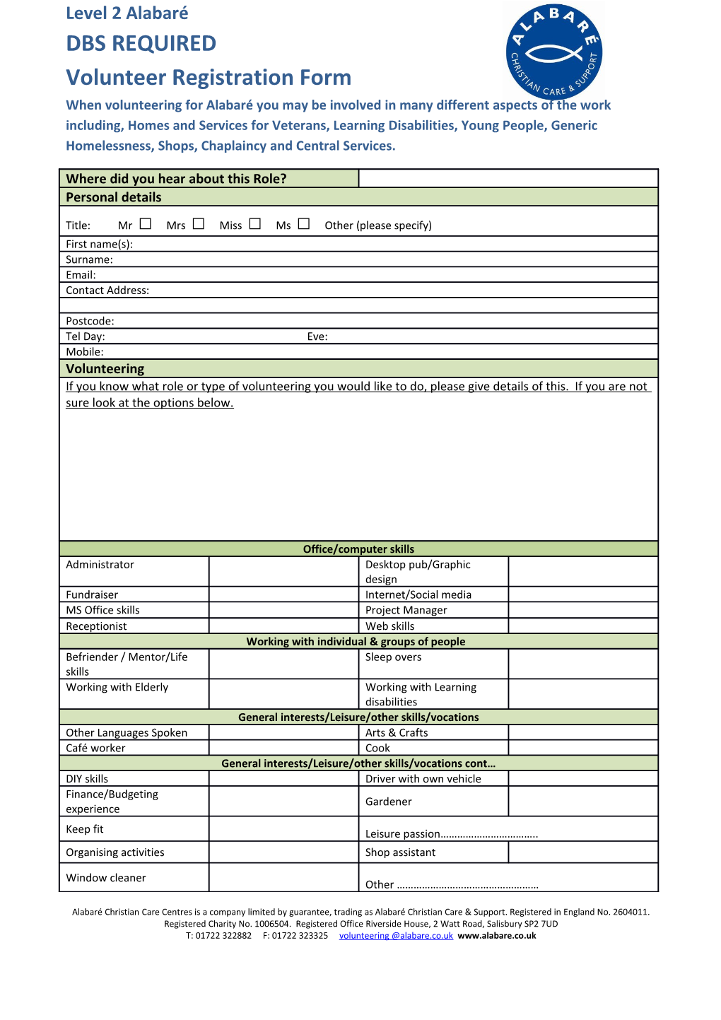 Volunteer Registration Form s2