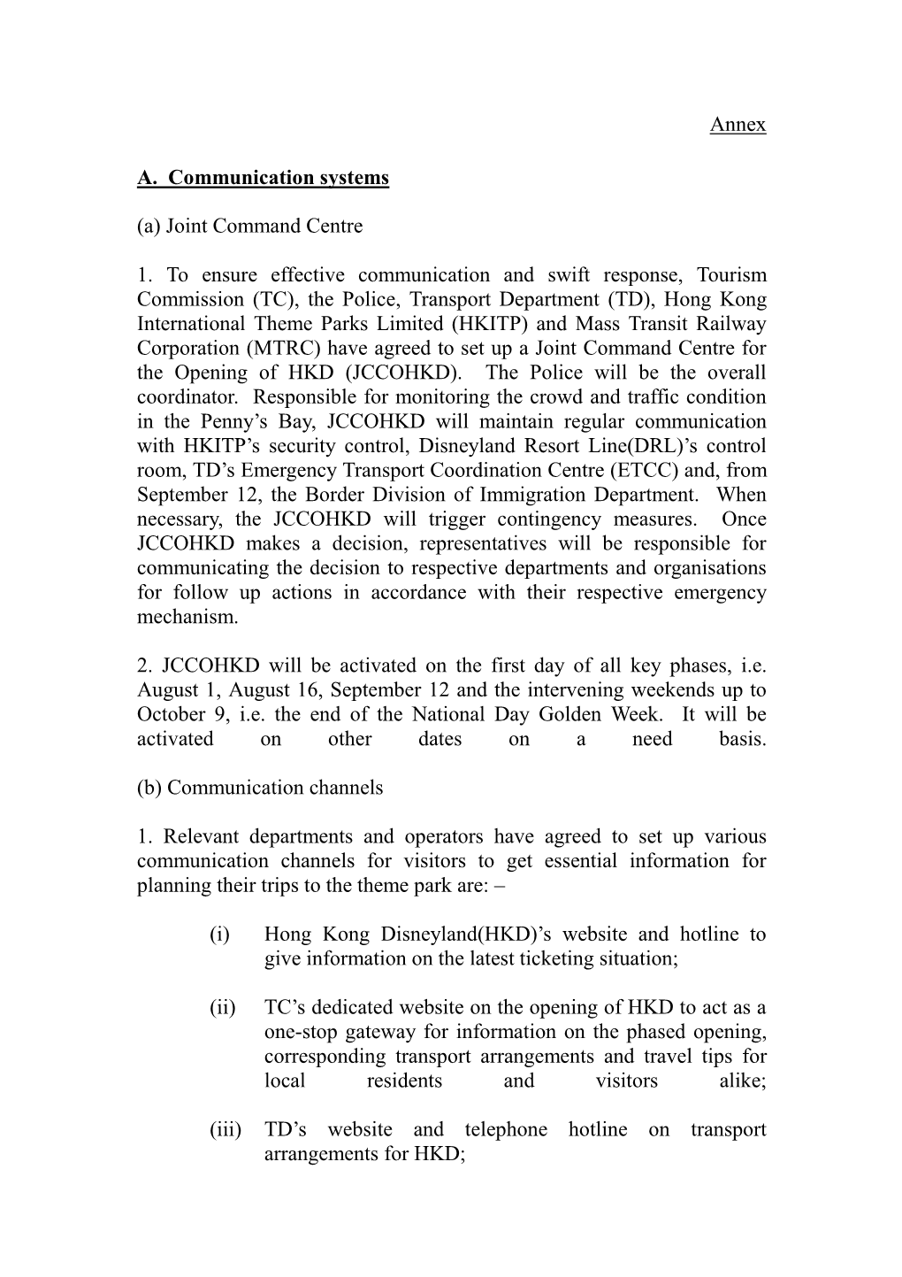 Annex A. Communication Systems