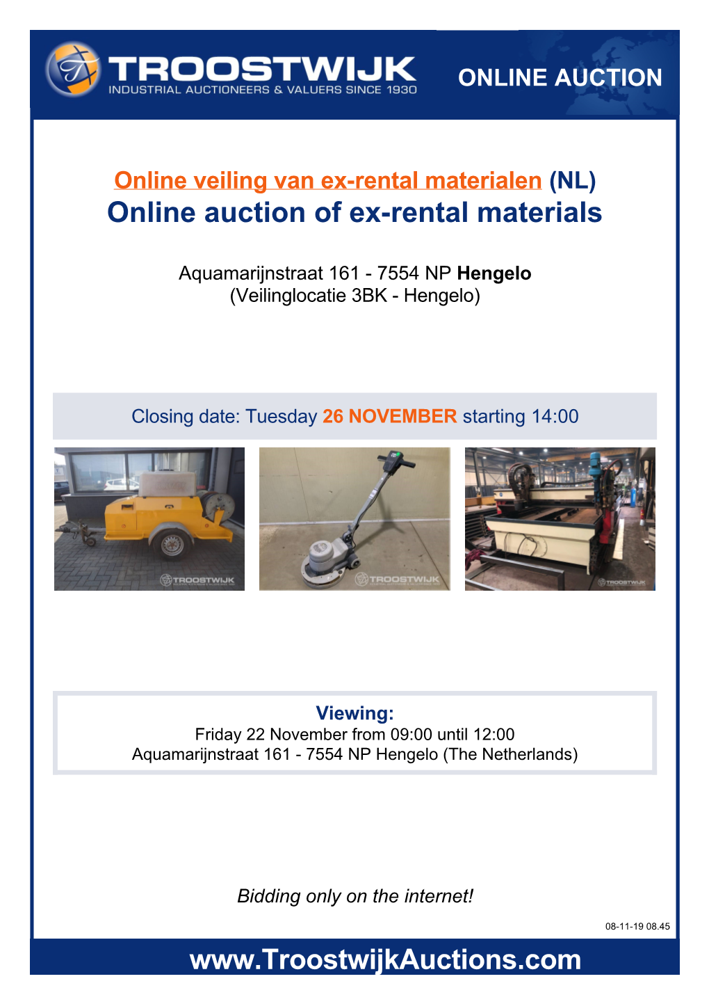 Online Auction of Ex-Rental Materials