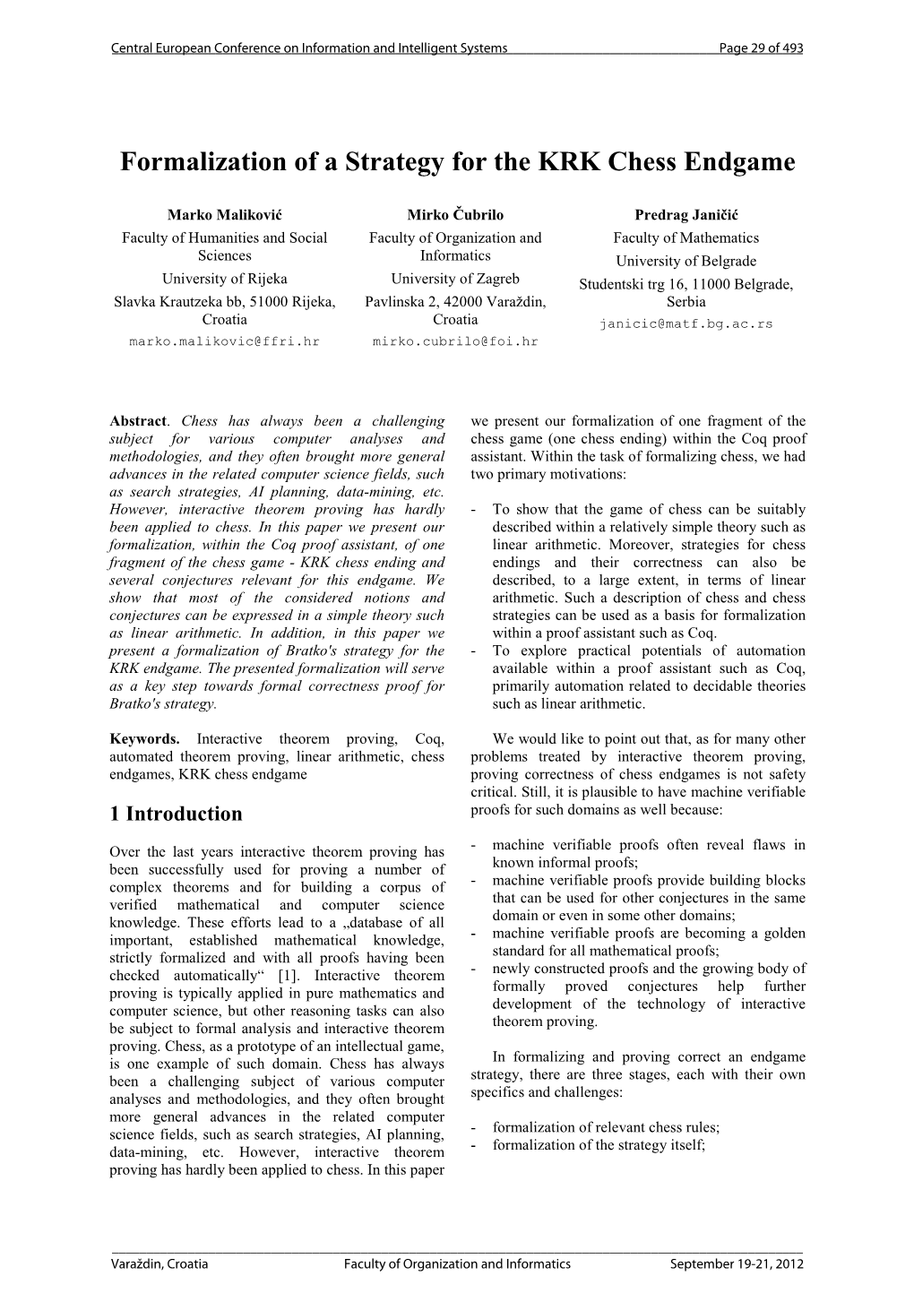 Formalization of a Strategy for the KRK Chess Endgame