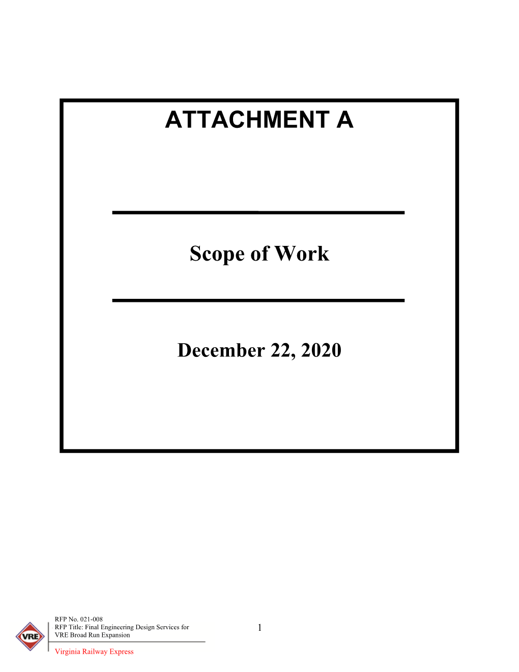 Attachment A- Scope of Work