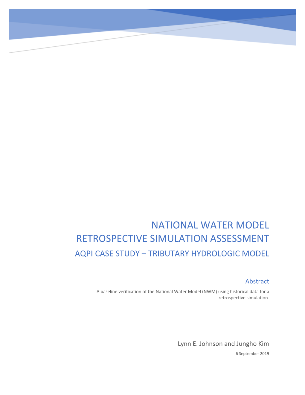 National Water Model Retrospective Simulation Assessment Aqpi Case Study – Tributary Hydrologic Model