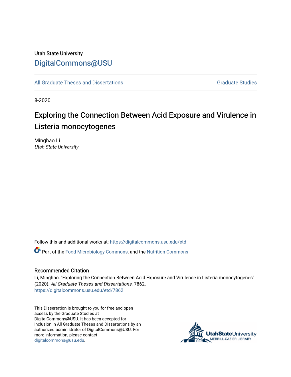 Exploring the Connection Between Acid Exposure and Virulence in Listeria Monocytogenes