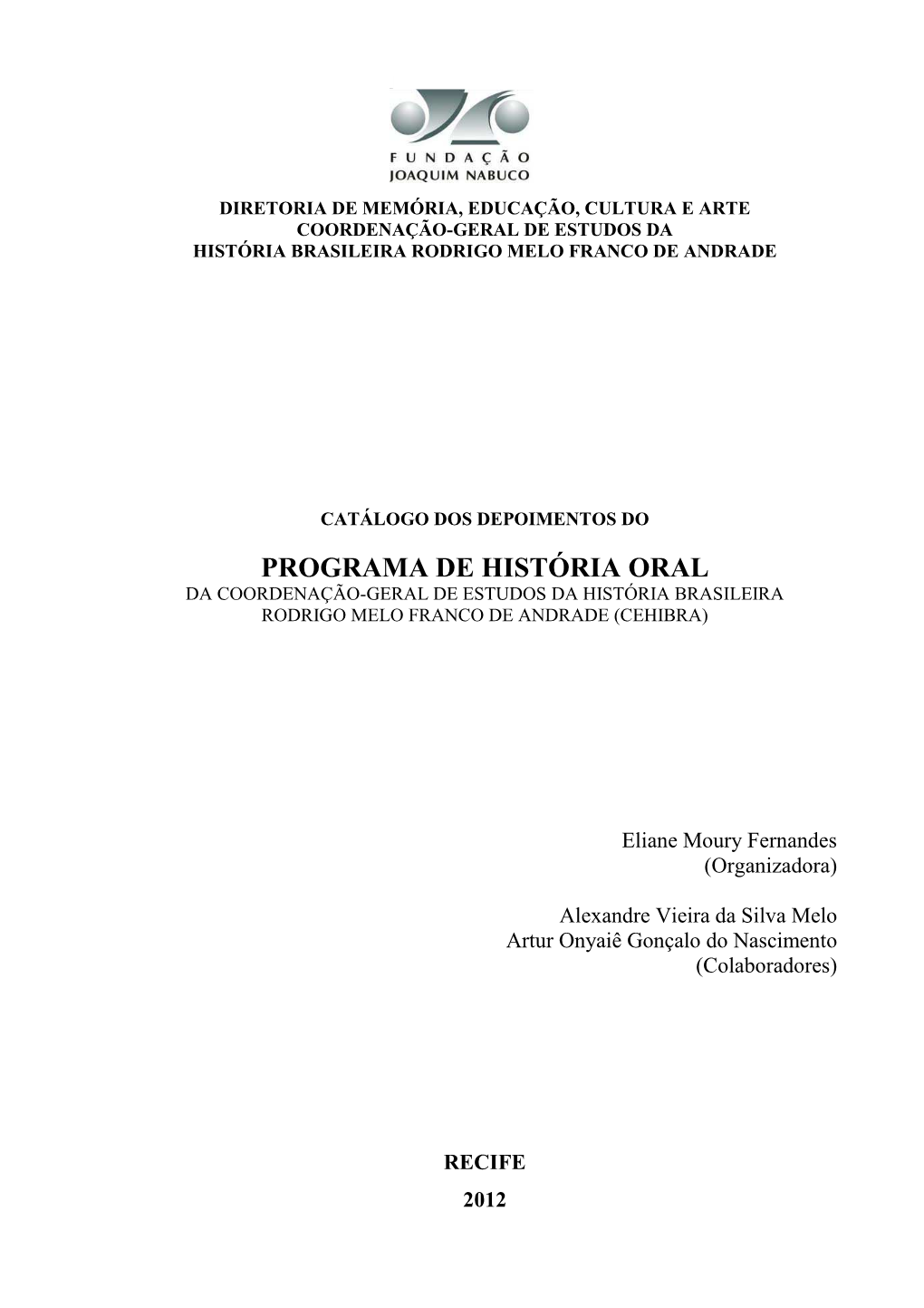 Catalogo De Historia Oral