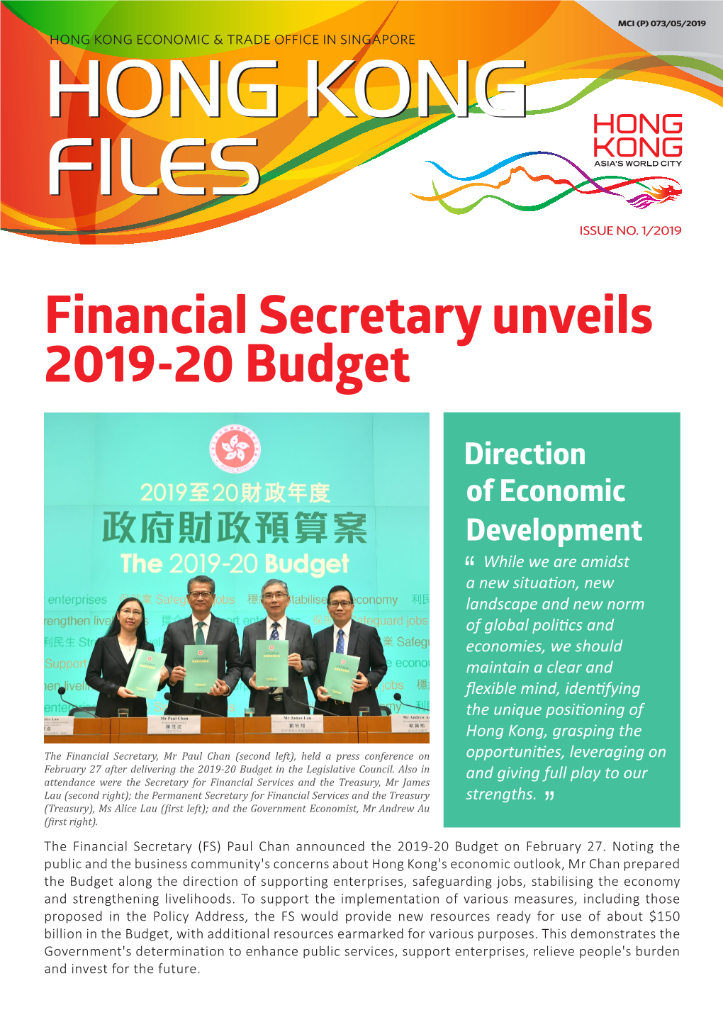 Financial Secretary Unveils 2019-20 Budget